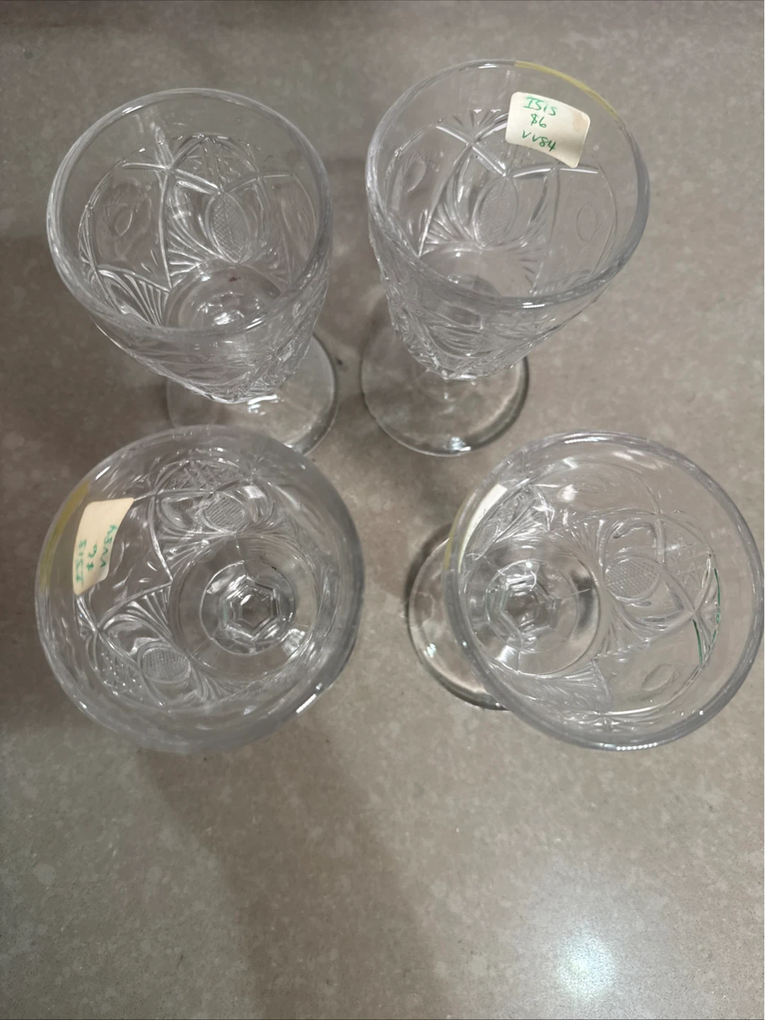 Set of 4 Crystal Cut Wine Glasses - photo 5