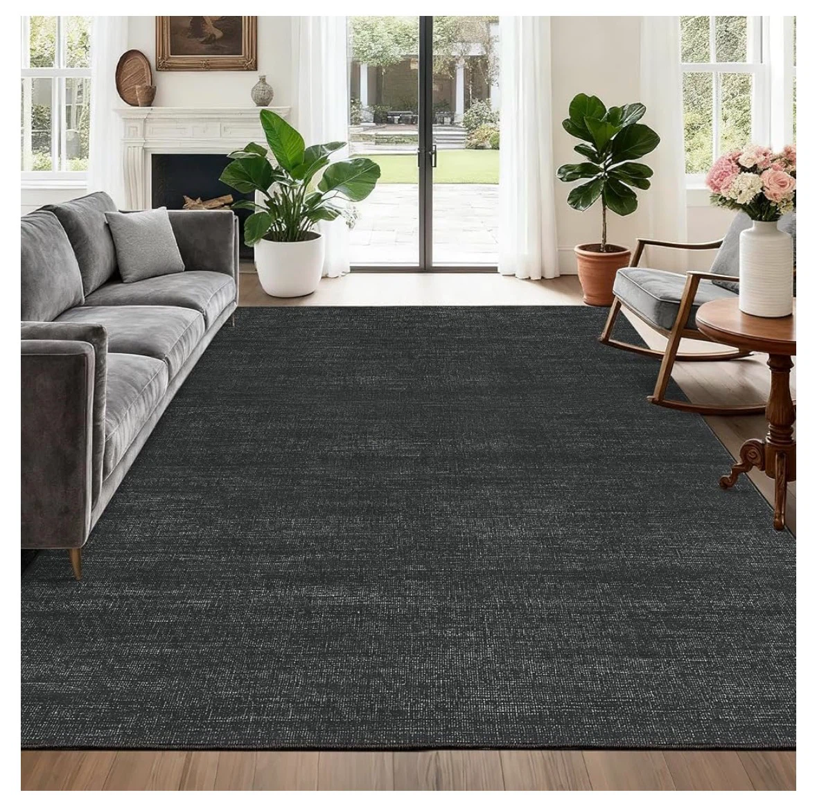 Foldable Area Rug - Dark Grey /black 9x12 ft