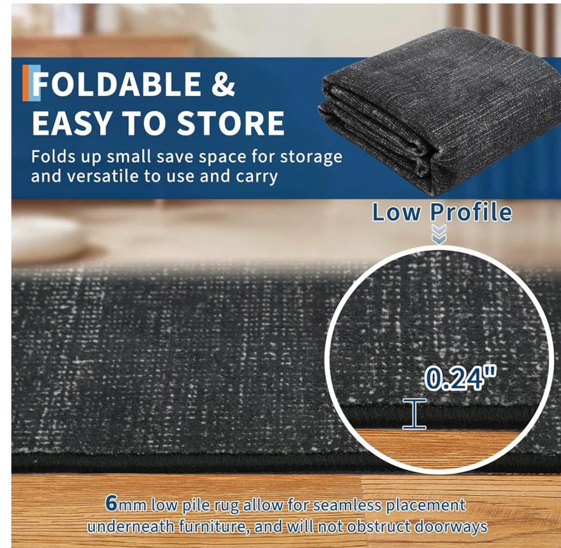 Foldable Area Rug - Dark Grey /black 9x12 ft - photo 4