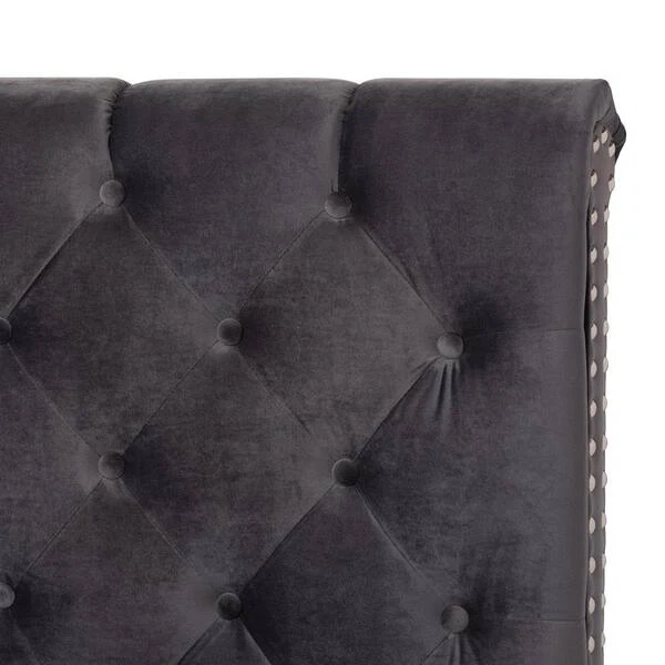 New Queen Size Luxury Dark Gray Upholstered Bed - photo 2