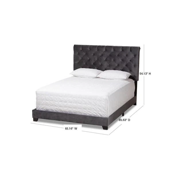 New Queen Size Luxury Dark Gray Upholstered Bed - photo 4