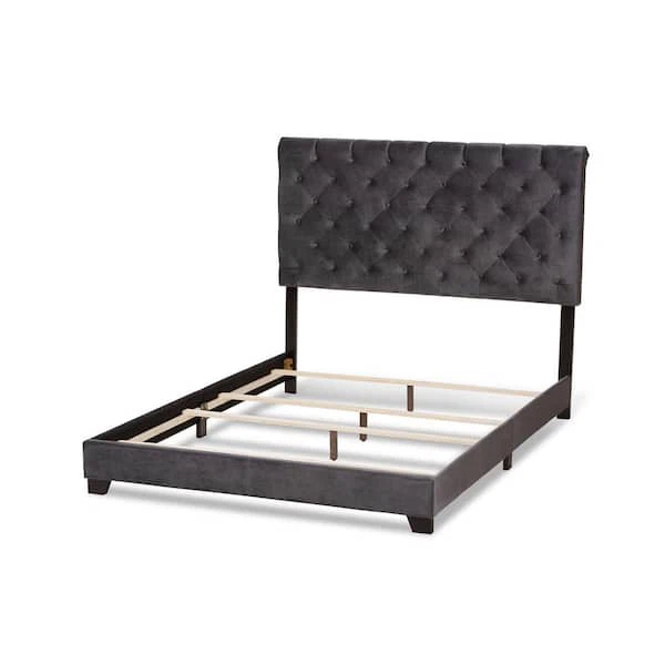 New Queen Size Luxury Dark Gray Upholstered Bed - photo 5