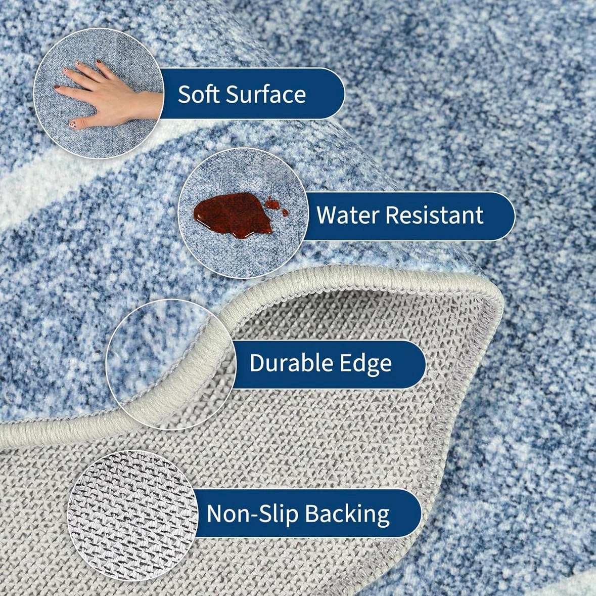 Blue Scalloped Edge Area Rug 7x5 ft - photo 4