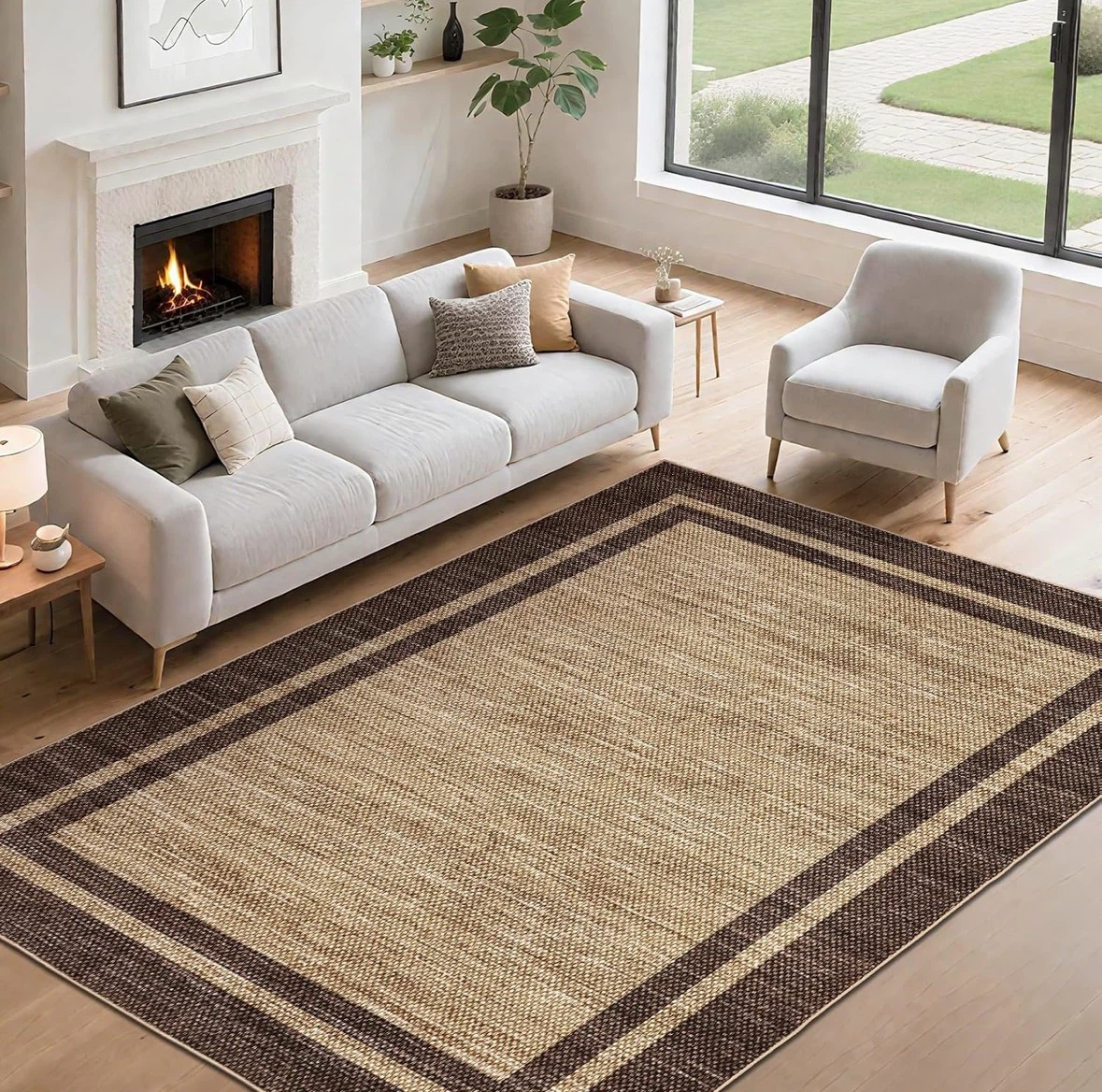 Area Rug with Non-Slip Backing 9x12 ft
