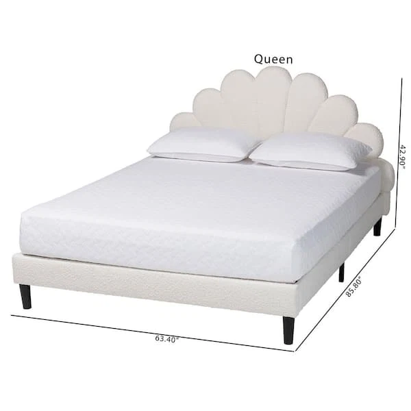 New Queen Size Ultra Soft Cream Upholstered Platform Bed - photo 2