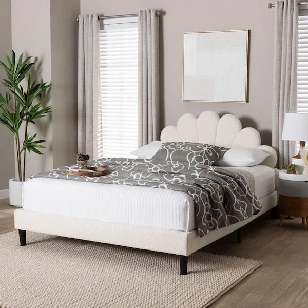 New Queen Size Ultra Soft Cream Upholstered Platform Bed - photo 5