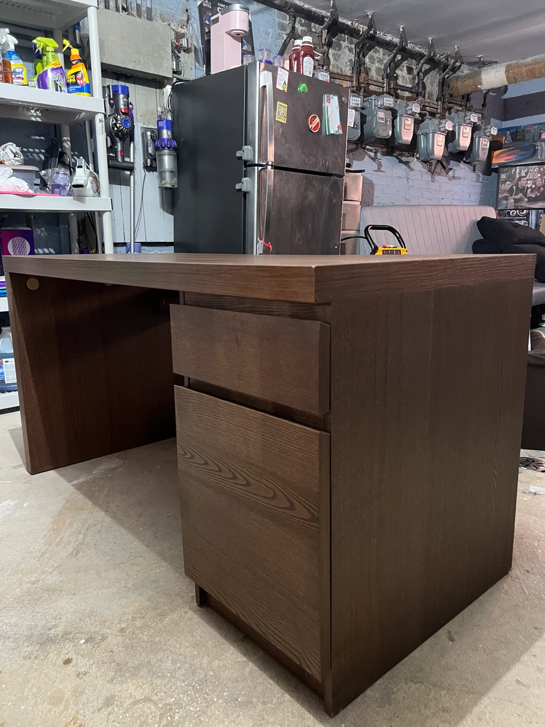 Dark Wood Desk with Drawers