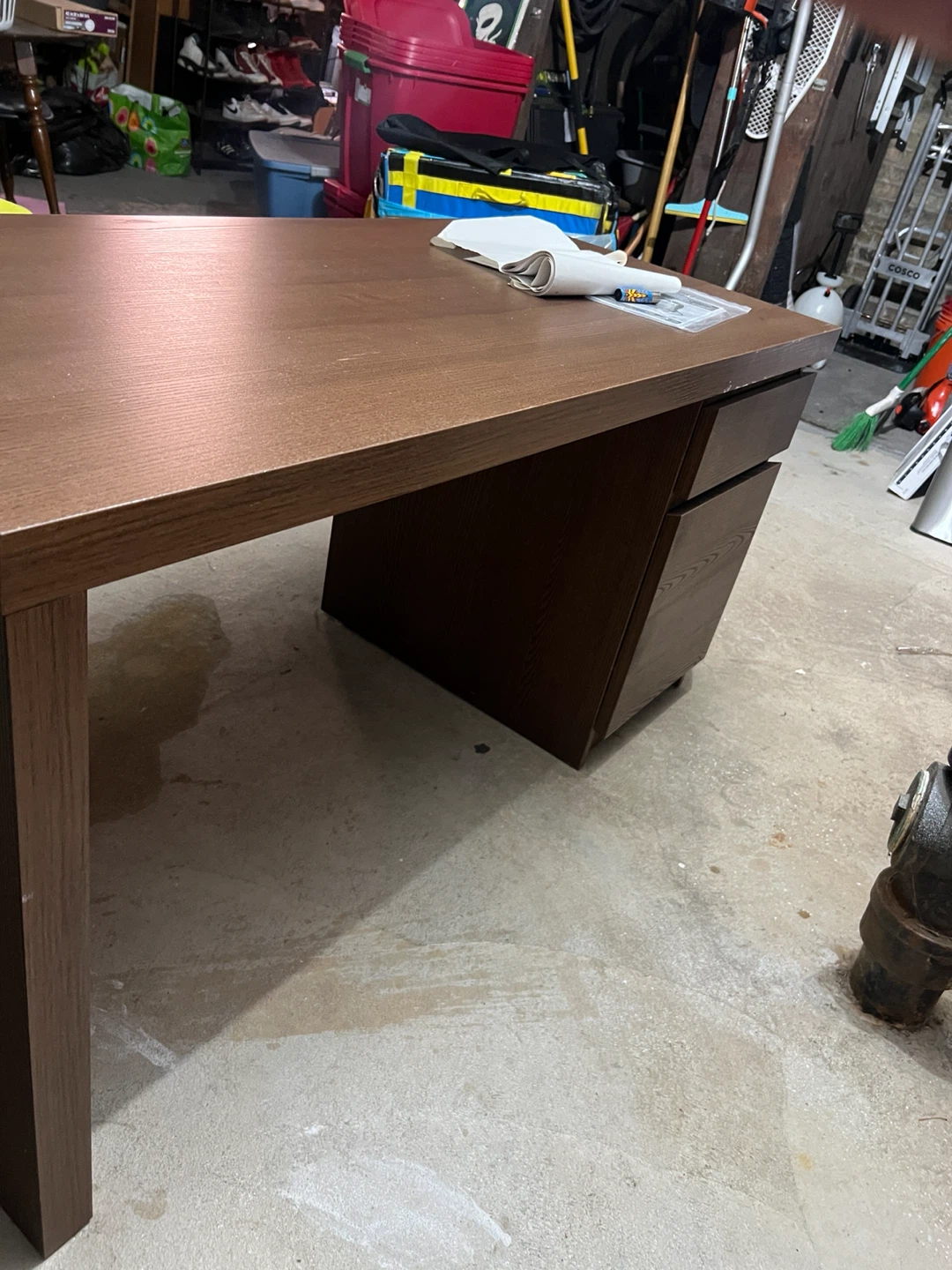 Dark Wood Desk with Drawers - photo 2