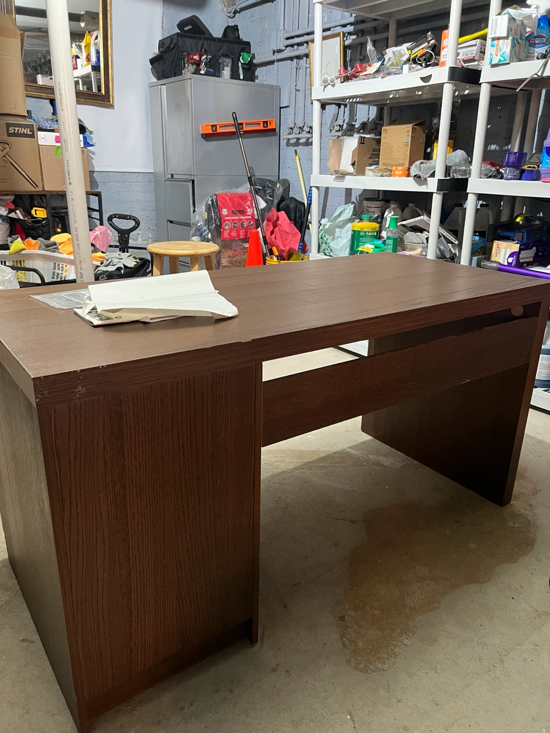 Dark Wood Desk with Drawers - photo 3
