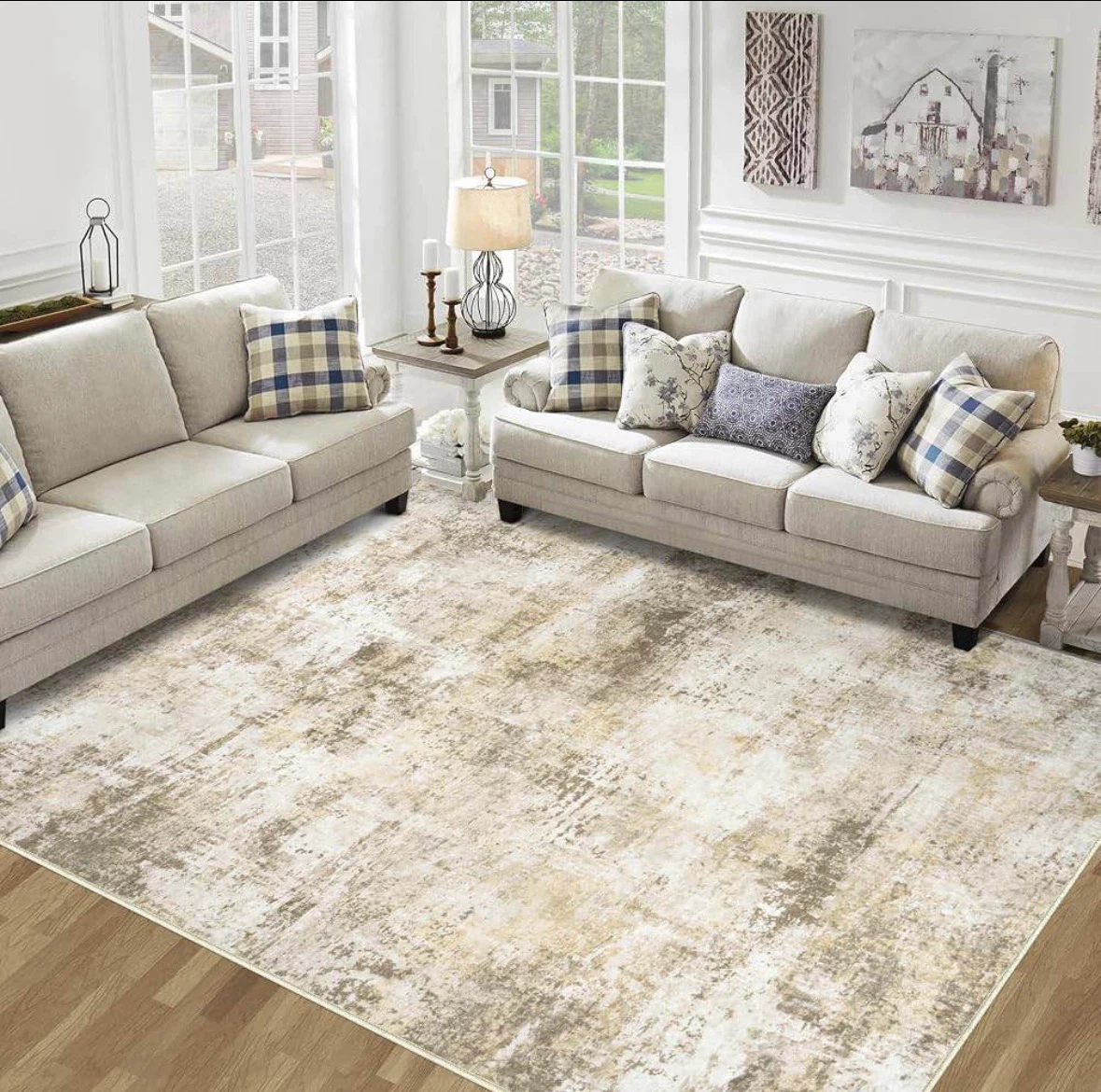 Distressed Abstract Area Rug 10x14 ft - photo 2