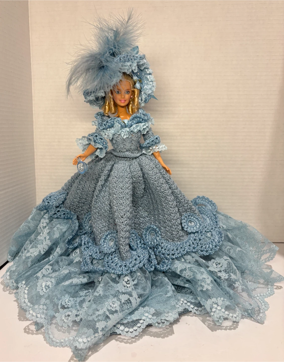 Barbie Doll Blue Victorian Dress with Hat Open to Trades