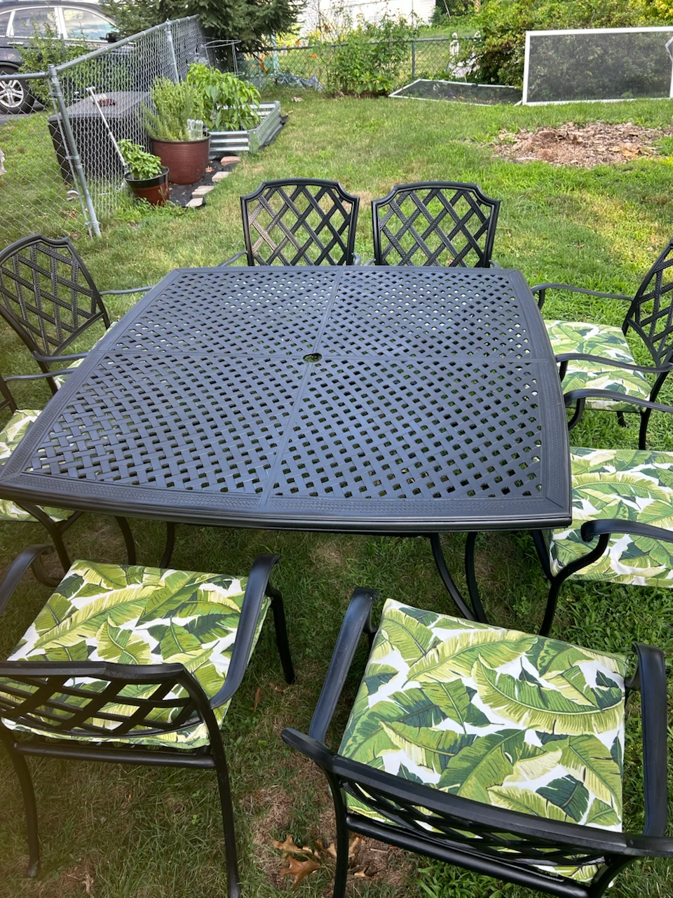 Square Outdoor cast iron Dining Table with 8 Chairs - photo 2