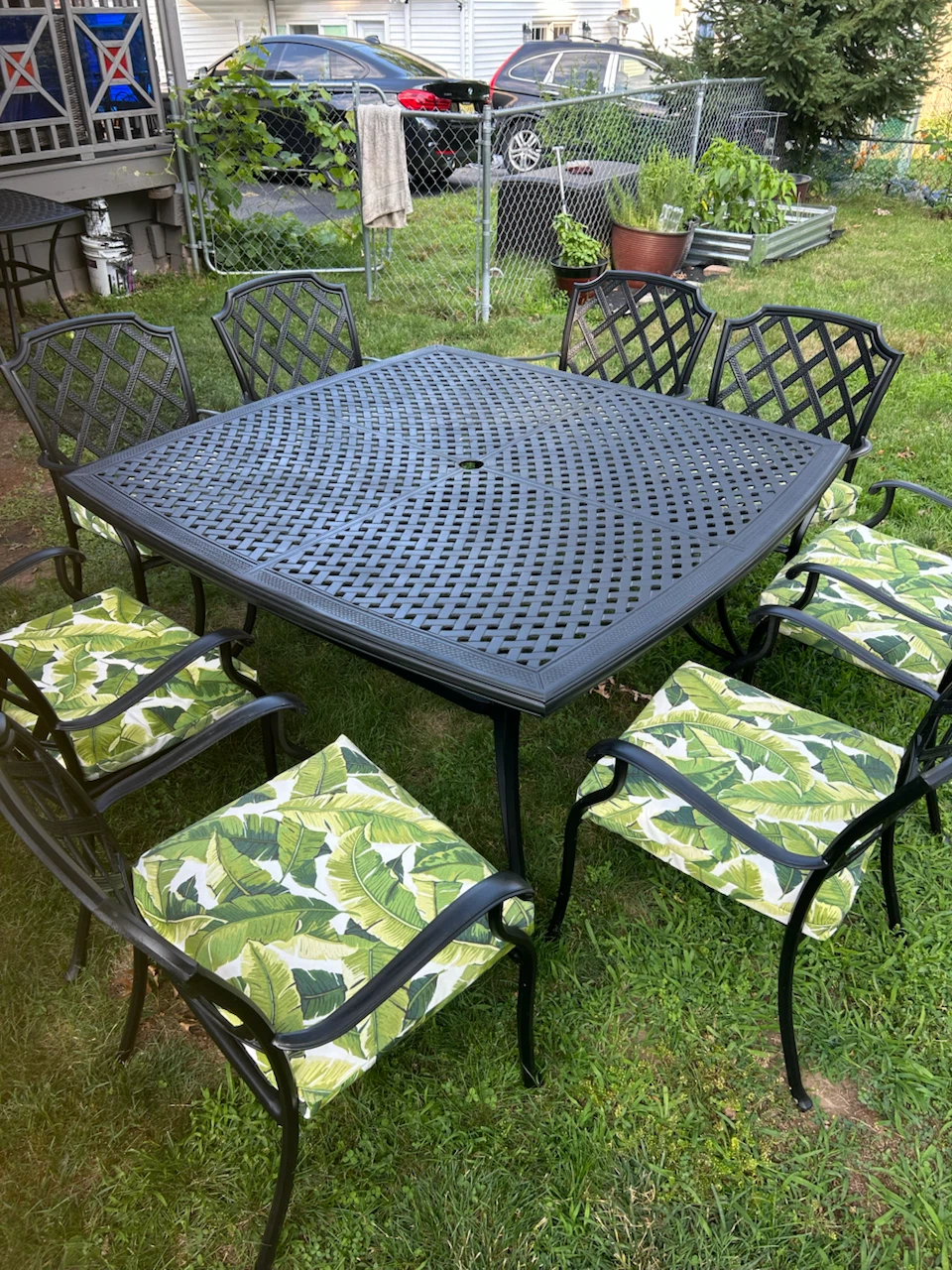 Square Outdoor cast iron Dining Table with 8 Chairs - photo 3