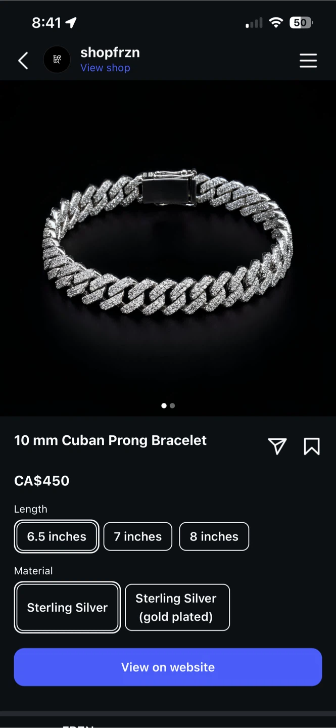 FRZN Moissanite 925 10mm Cuban Bracelet - photo 3