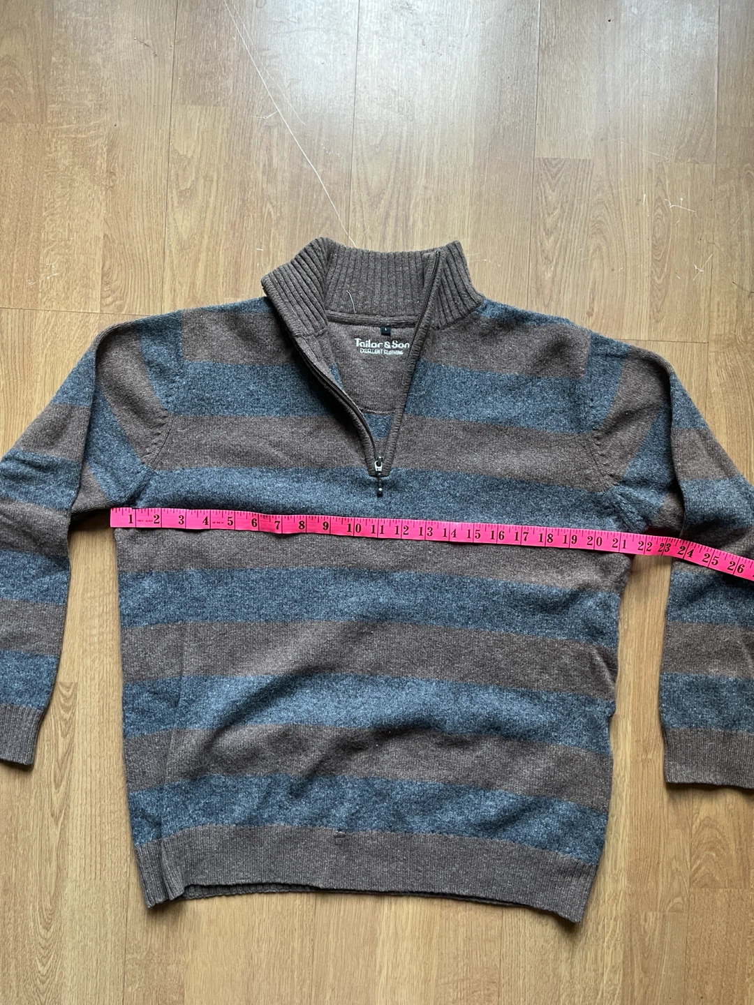 Striped quarter-zip wool sweater - Men’s large - photo 3