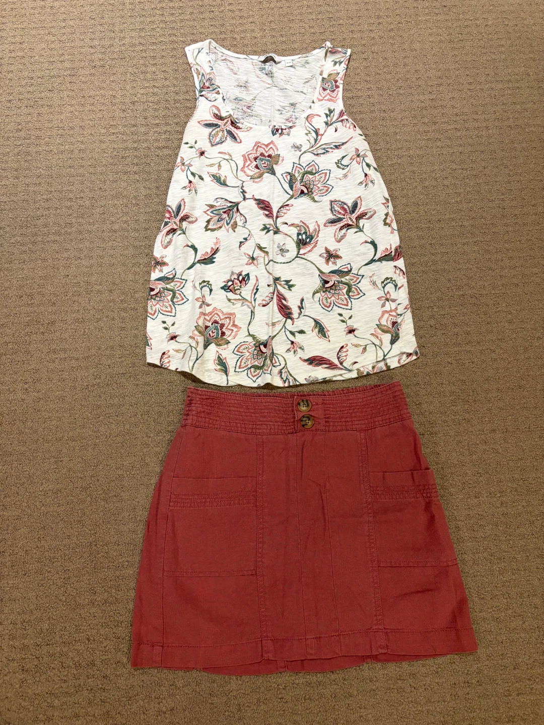 White Floral Tank Top and Skort