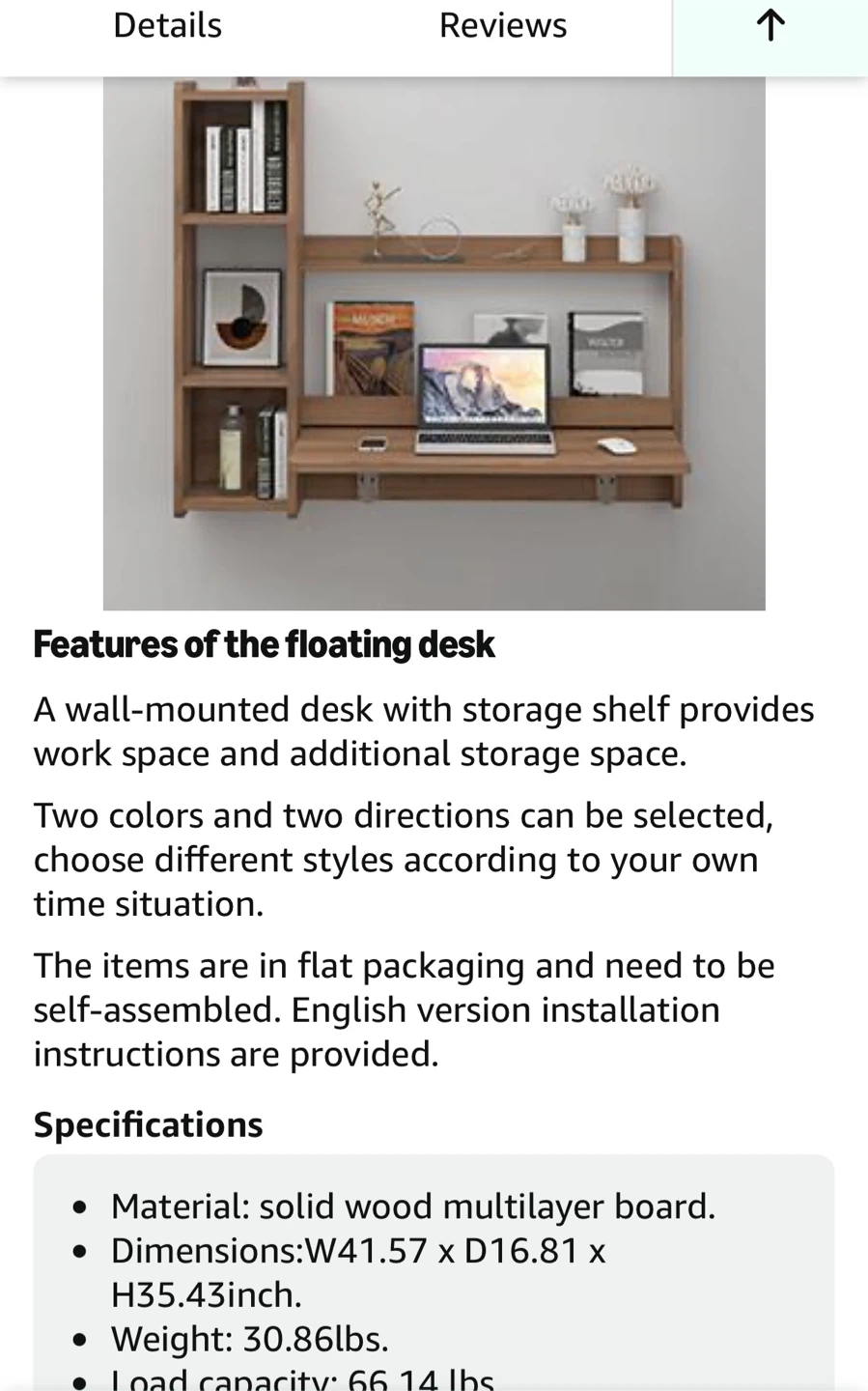 Floating Desk, Wall Mounted Desk with Storage Shelves