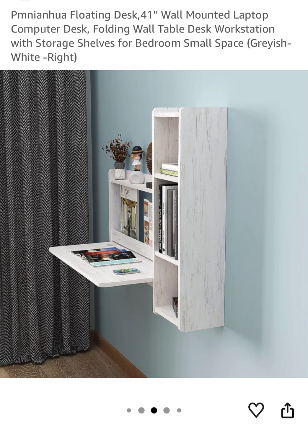 Floating Desk, Wall Mounted Desk with Storage Shelves - photo 3