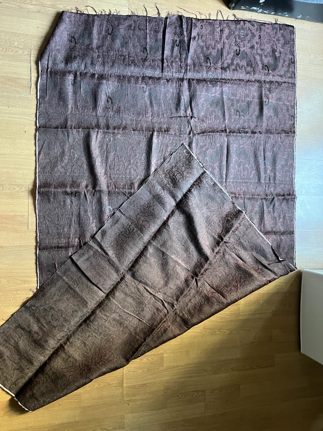 Brown woven floral fabric