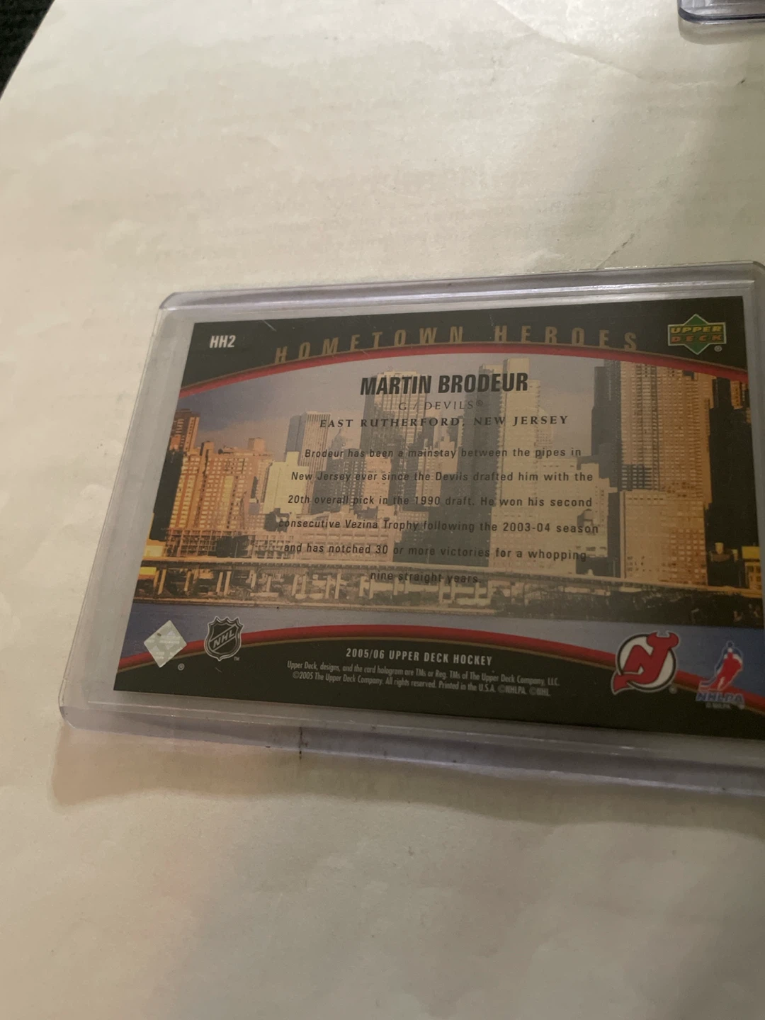 Upper Deck Hometown Heroes Martin Brodeur Hockey Card - photo 2
