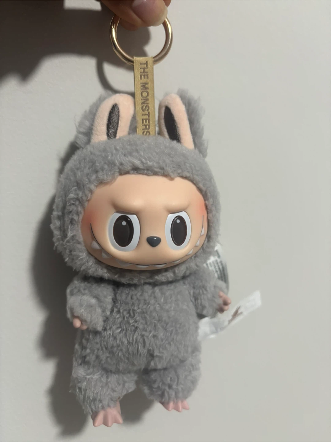 Labubu The Monsters Fluffy Grey Character Keychain