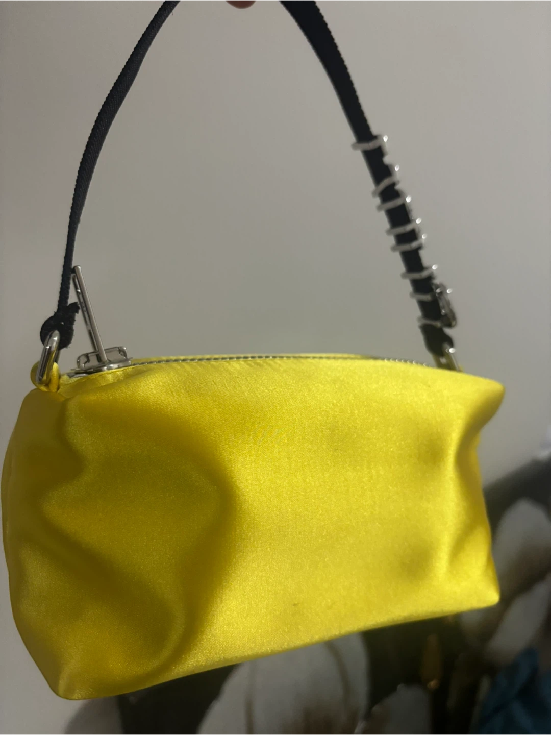 Alexander Wang Yellow Satin Rhinestone Logo Mini Bag - photo 2