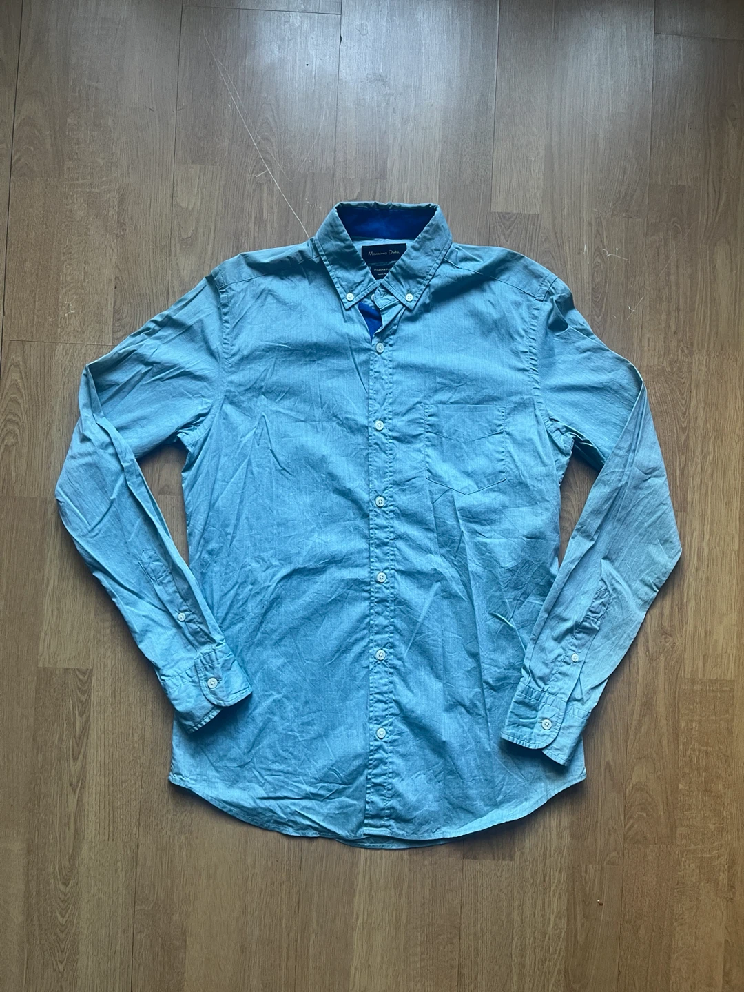 Massimo Dutti Men's Blue Button-Down Shirt