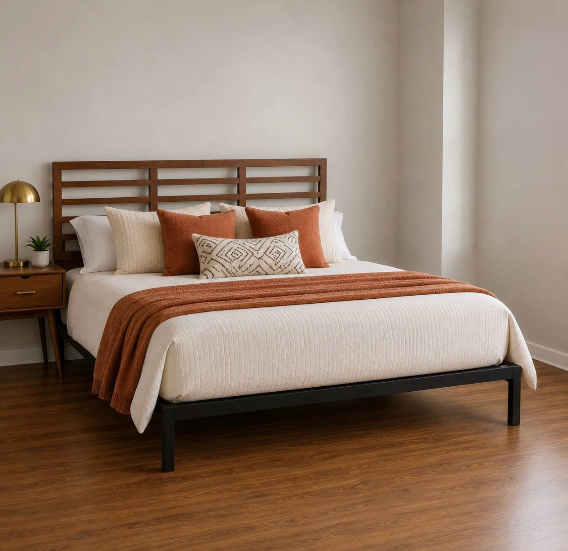 New Full Size Mid Century Modern Wood Headboard