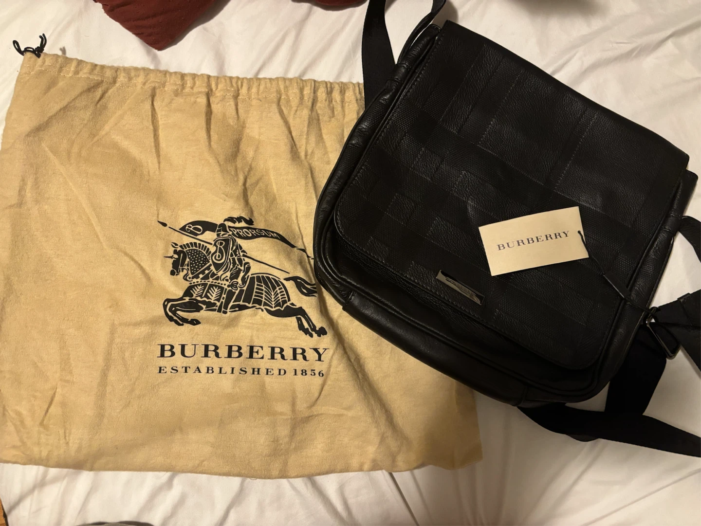 Burberry Black Leather Messenger Bag with Dust Bag - photo 2