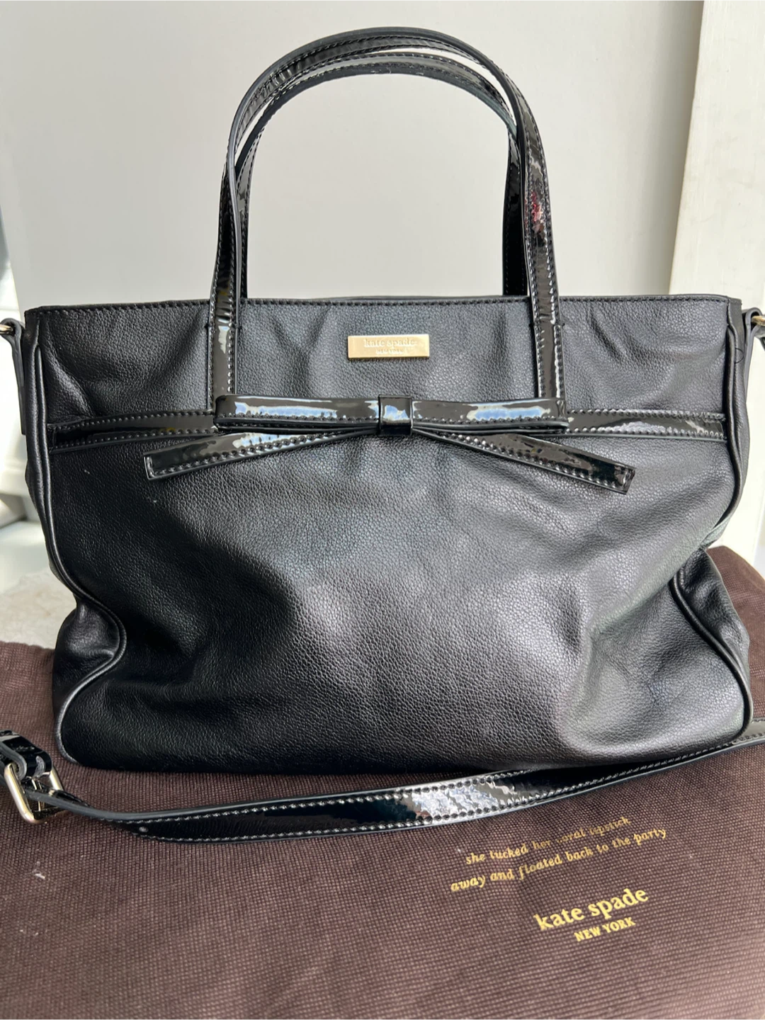 Kate Spade Bow Helena Black Leather Shoulder Bag / Satchel