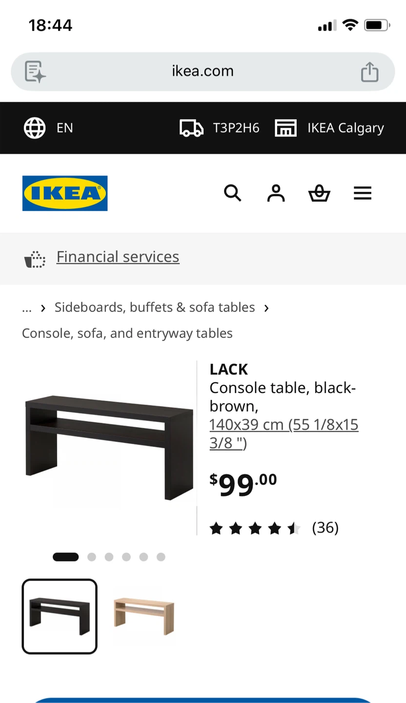 IKEA LACK Console Table Black-Brown 140x39 cm