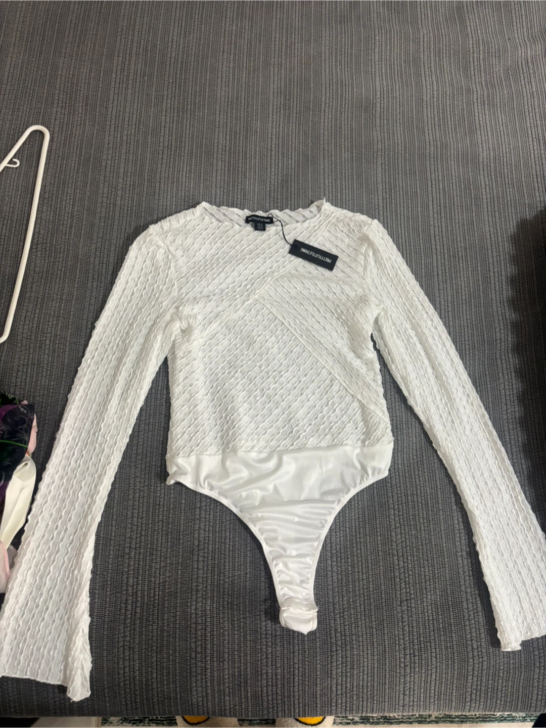 PrettyLittleThing White Textured long sleeve