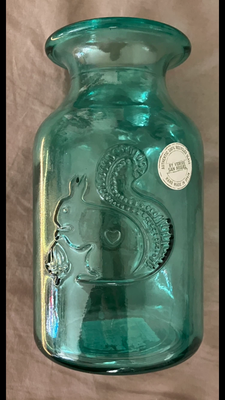 Vidrios San Miguel Turquoise Squirrel Embossed Vase🐿️🏺🩵💚💙💐🇪🇸 - photo 2