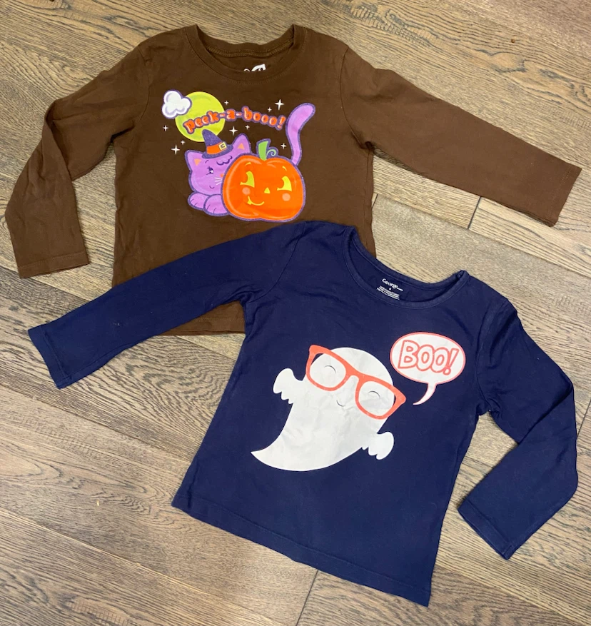 EUC: Set of 2 Kids Halloween Long Sleeve Cotton Shirts Size 4 - photo 3