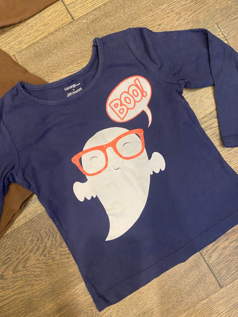 EUC: Set of 2 Kids Halloween Long Sleeve Cotton Shirts Size 4 - photo 4