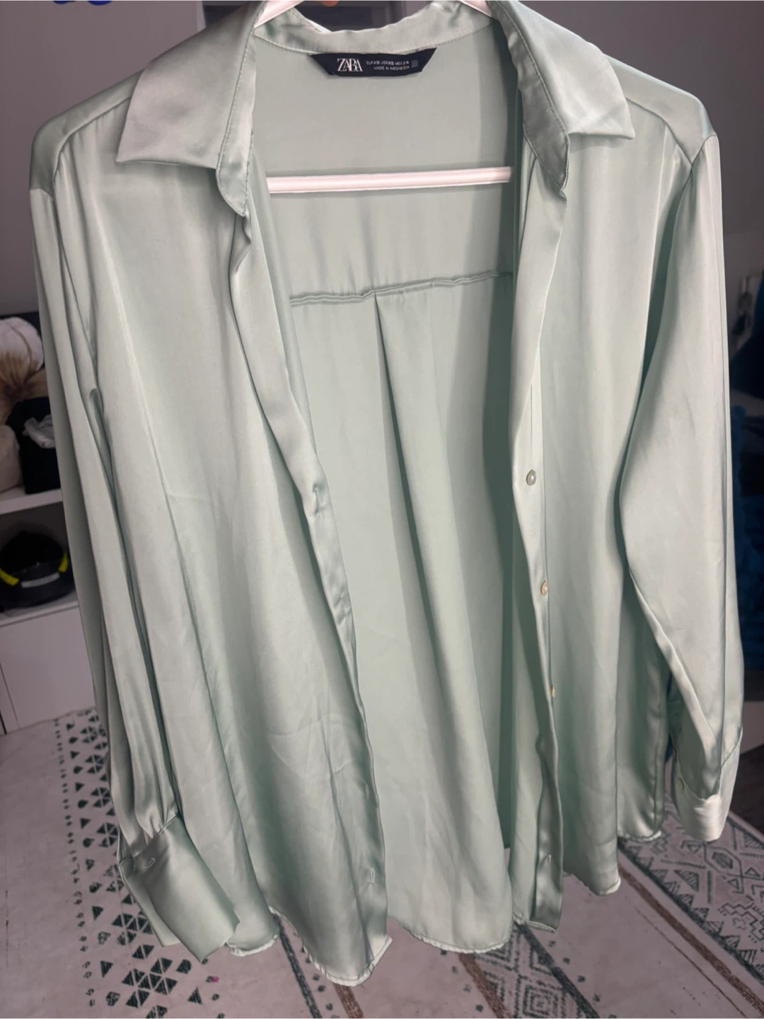 Zara Satin Shirt - Mint Green