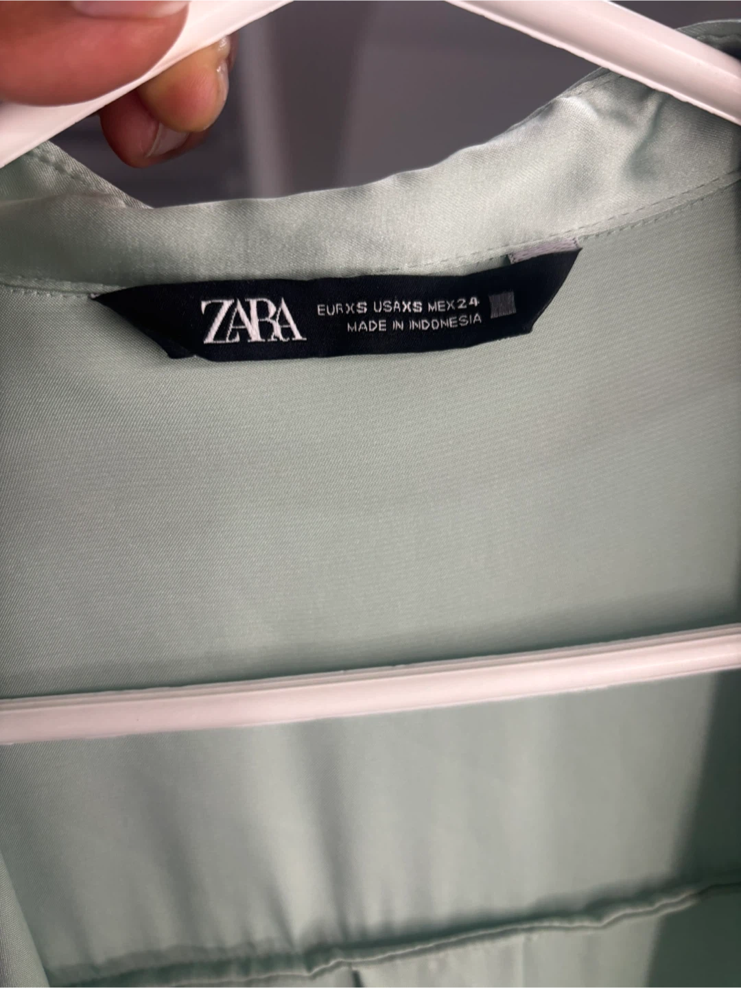 Zara Satin Shirt - Mint Green - photo 2