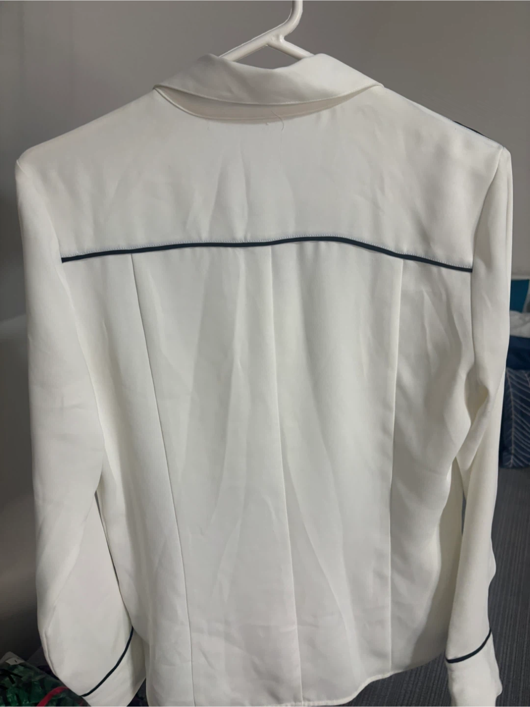 Babaton White Button-Up Shirt with Black Trim - Size M - photo 2