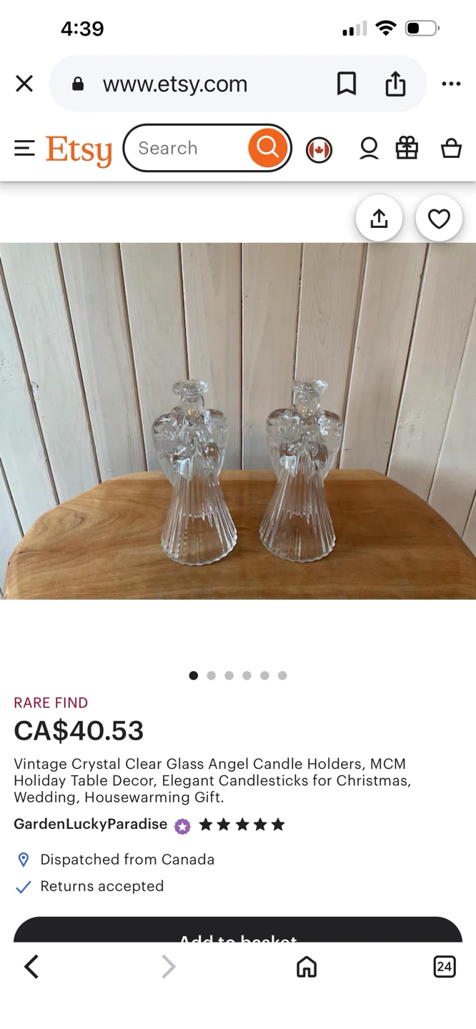 Vintage Crystal Clear Glass Angel Candle Holders