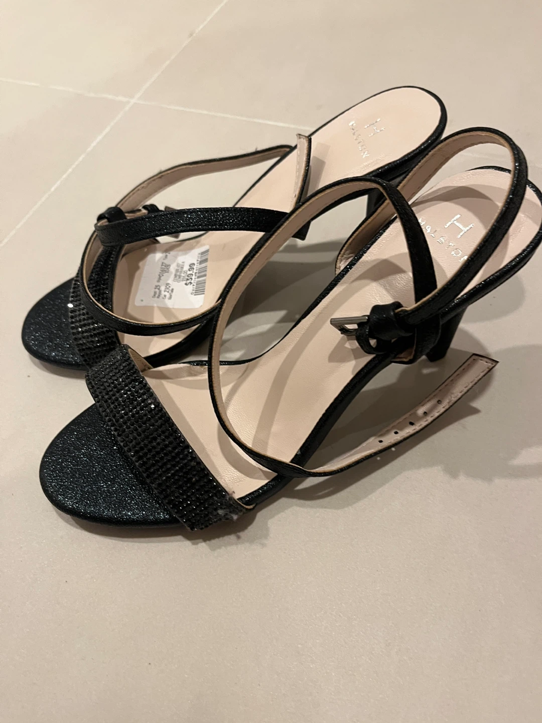 Halston Black Sparkly Heels