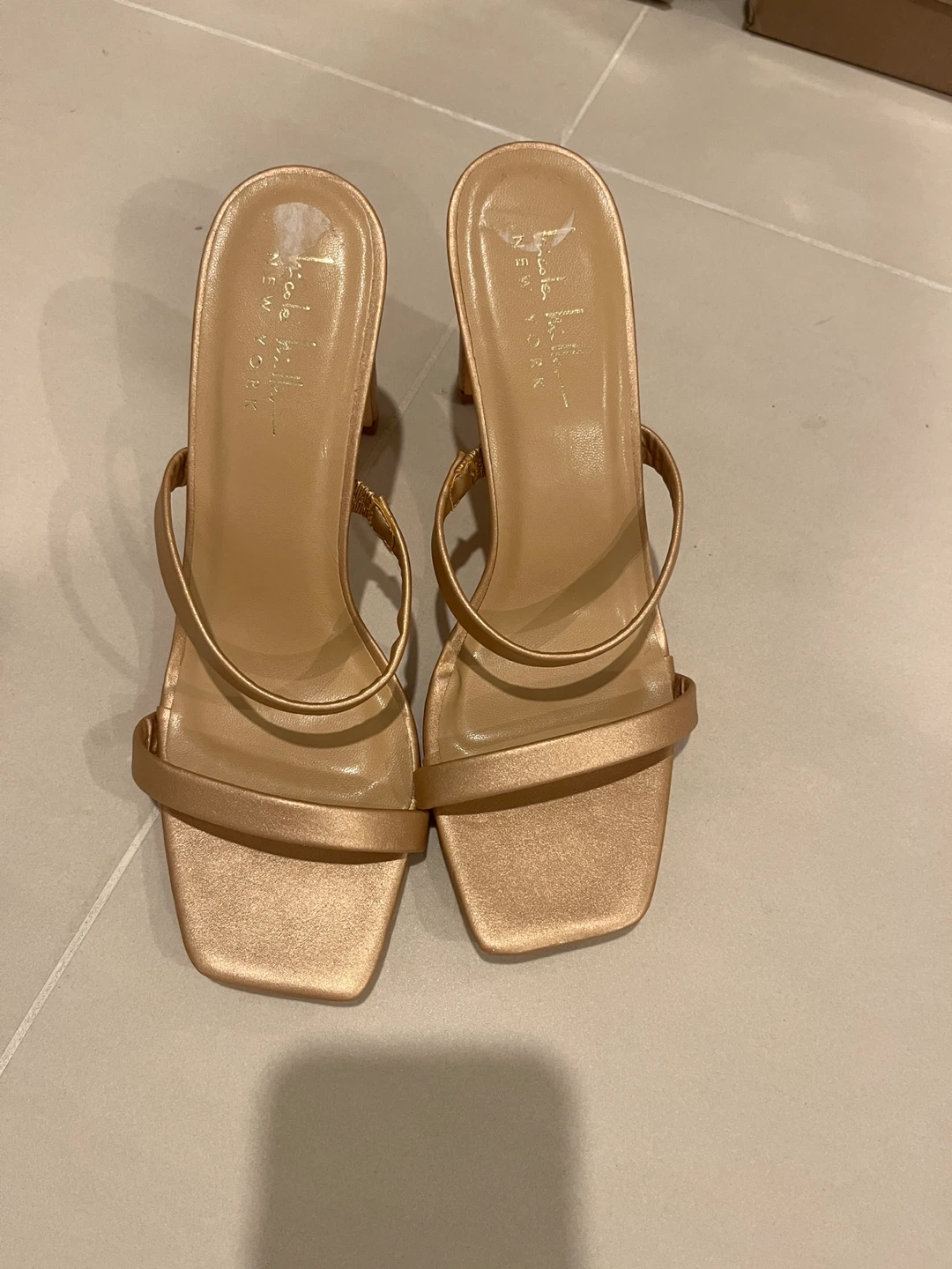 Nicole Miller Gold Strappy Heeled Sandals Size 7.5