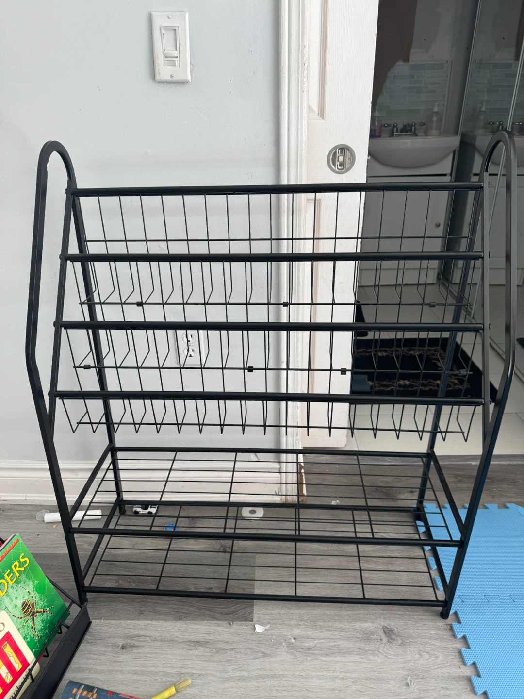 Book shelf Black 4-Tier Wire Storage Rack