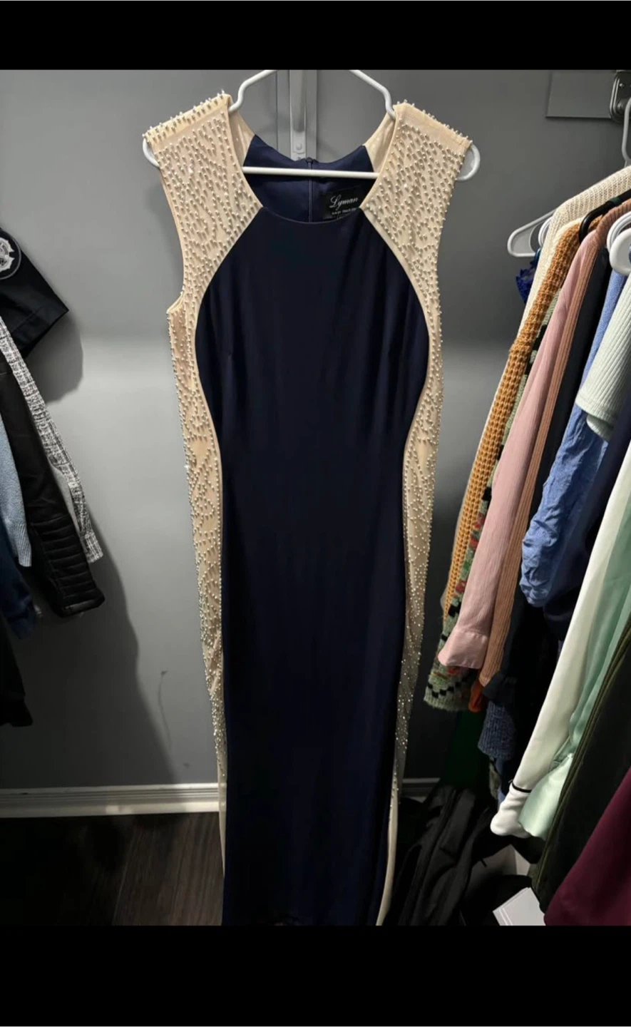 Lyman Navy Embellished Gown Size 10