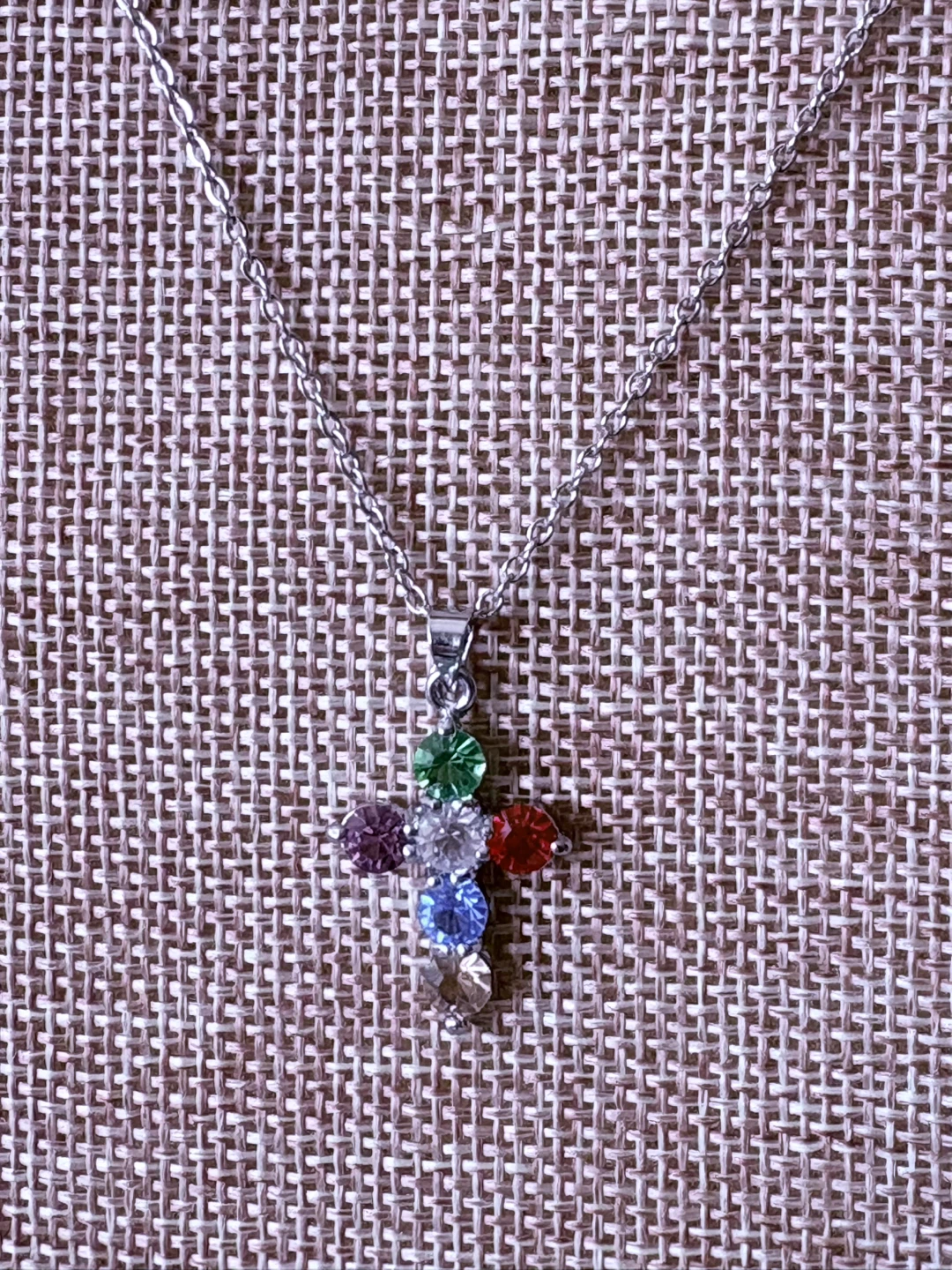Colorful Stone Cross Pendant Necklace - photo 2