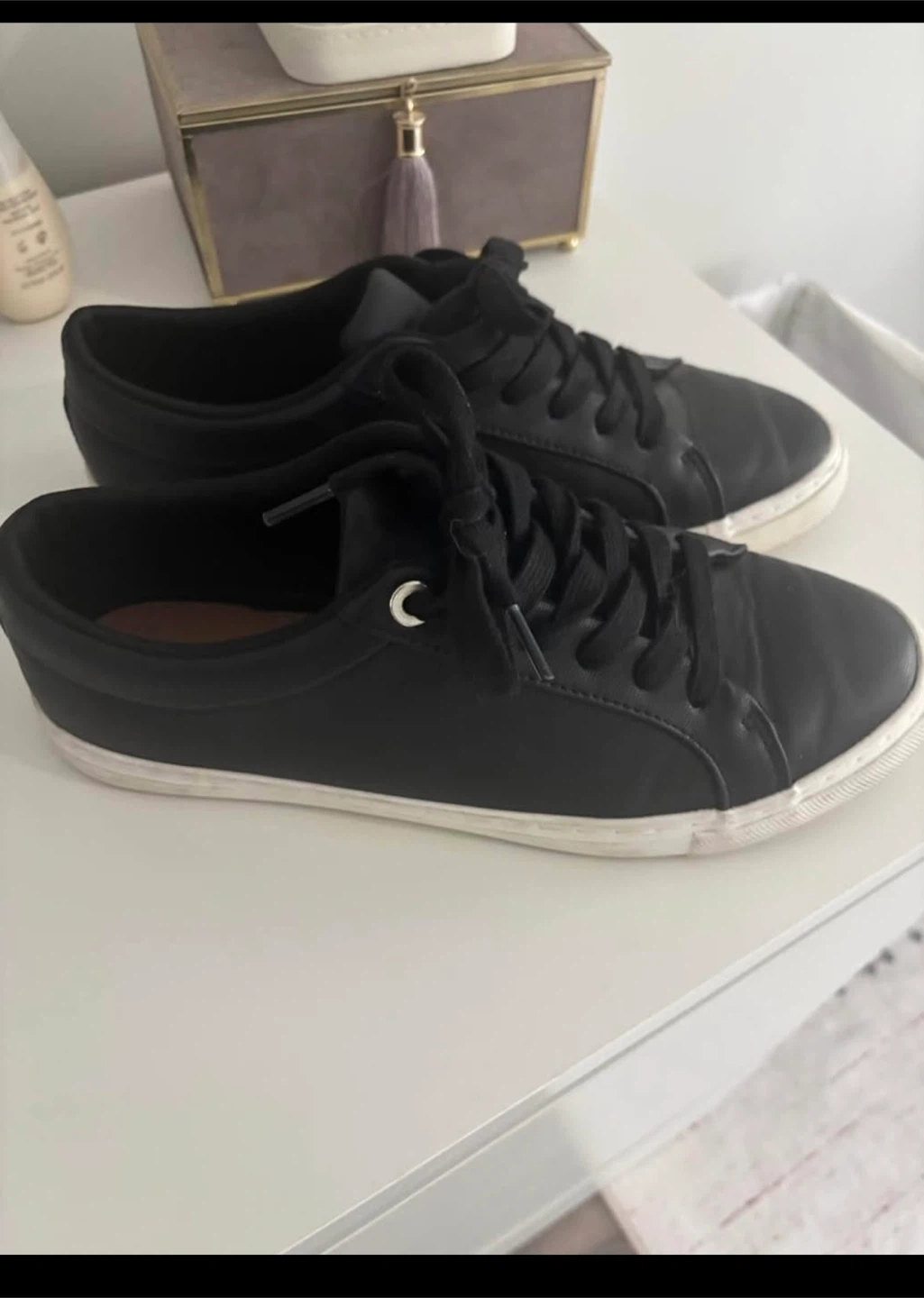 Black Faux Leather Sneakers - photo 2