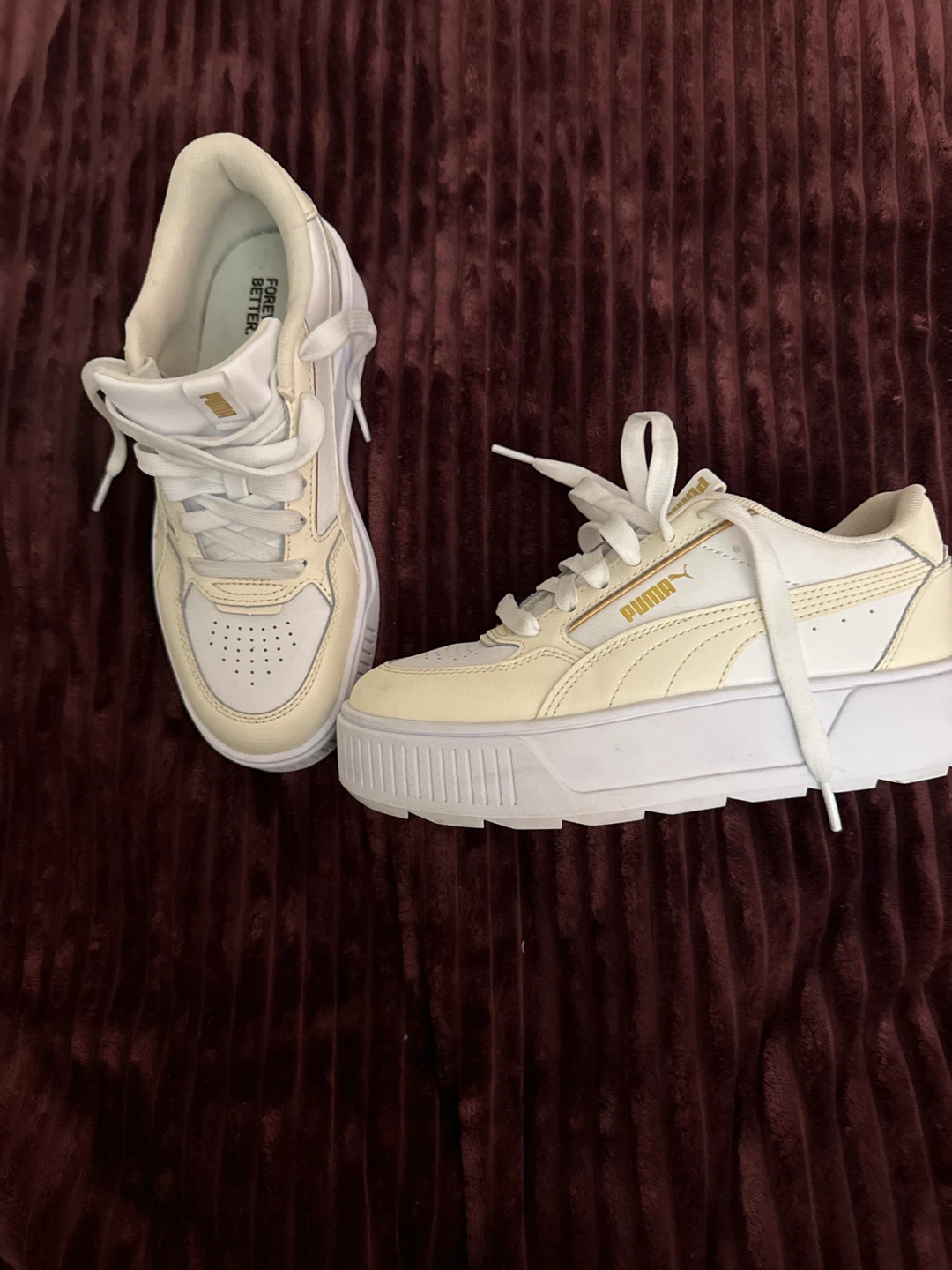 Puma Women's White & Gold Platform Sneakers