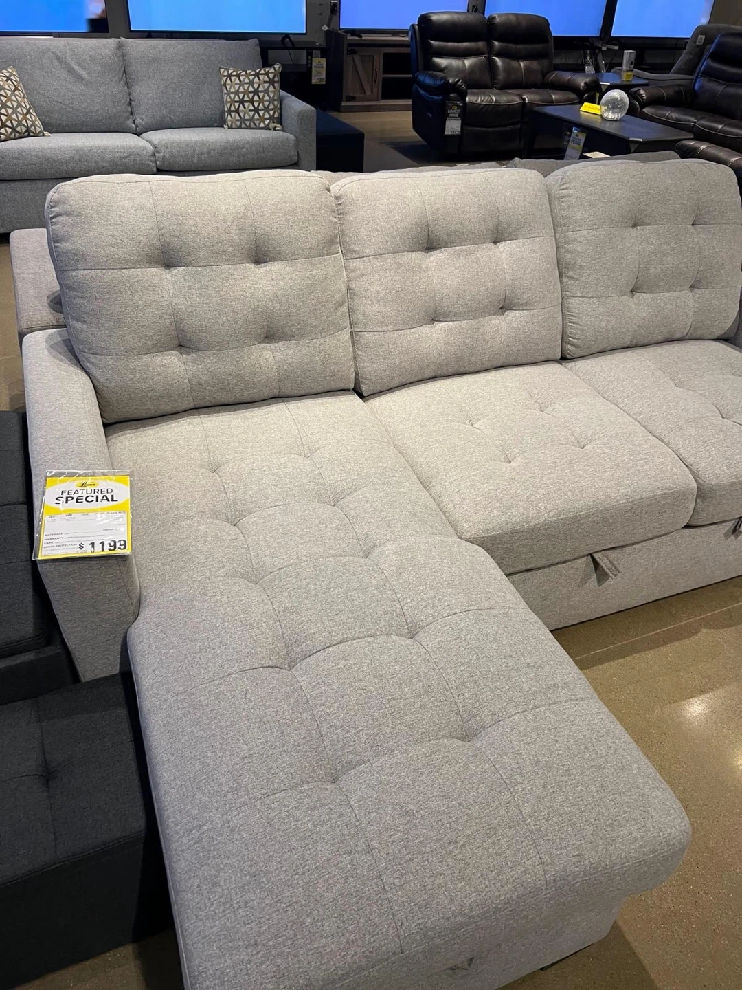 Grey Sectional Sofa with Chaise - photo 2