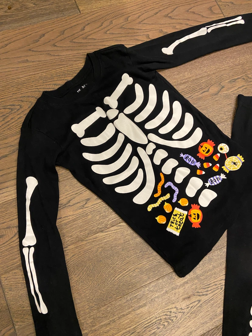 EUC Children's Place GLOW-IN-THE-DARK Skeleton Halloween PJs 10 - photo 2