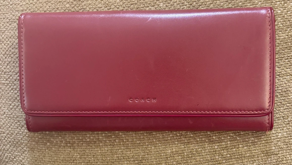 COACH Red Leather Bifold Wallet