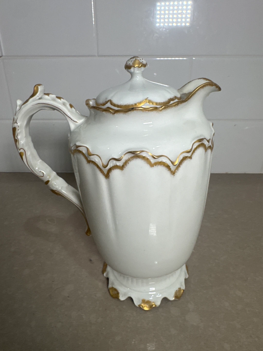 Haviland France Porcelain Coffee Pot with Gold Trim